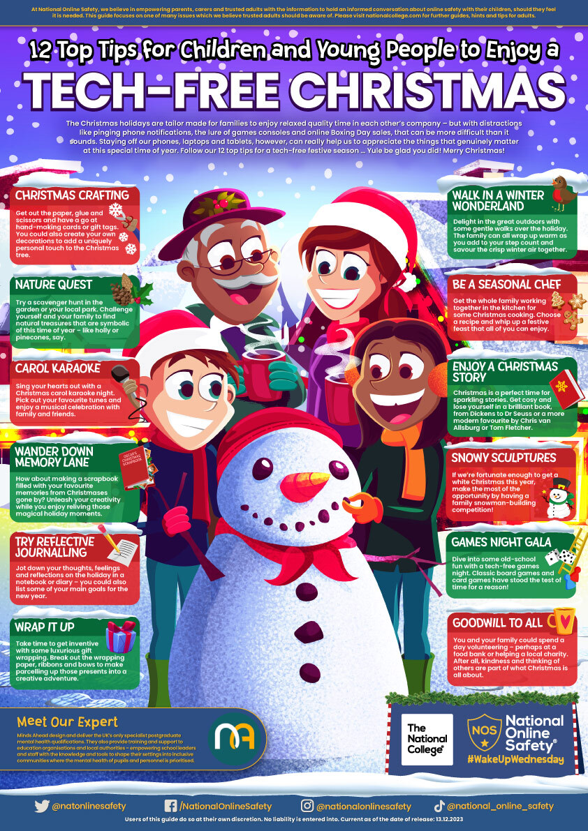 12 top tips for children and young people to enjoy a tech free christmas